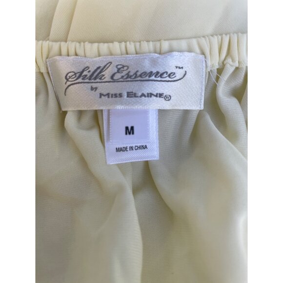 Miss Elaine Silk Essence Cream Nightgown M Lace Trim Nylon Short Sleeves Made In - Picture 5 of 13